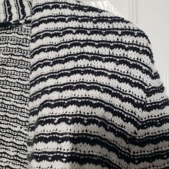 Chicos 3 Stripe Cardigan Black White Casual Career Sweater Womens XL - Picture 2 of 8
